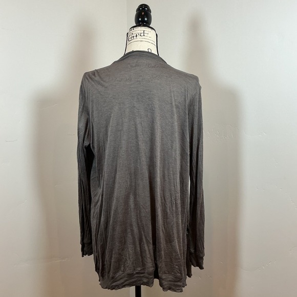 Eileen Fisher Silk Cotton Blend Lightweight Draped Cardigan L Charcoal Gray - Picture 2 of 6